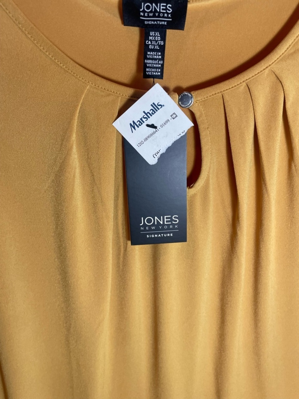 Jones New York Mustard Pleated Neck Blouse NWT XL Work Office Top - Picture 6 of 10
